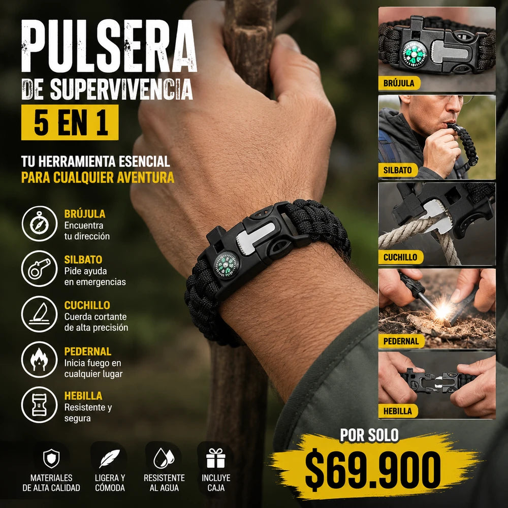 Brazalete de supervivencia 5 en 1