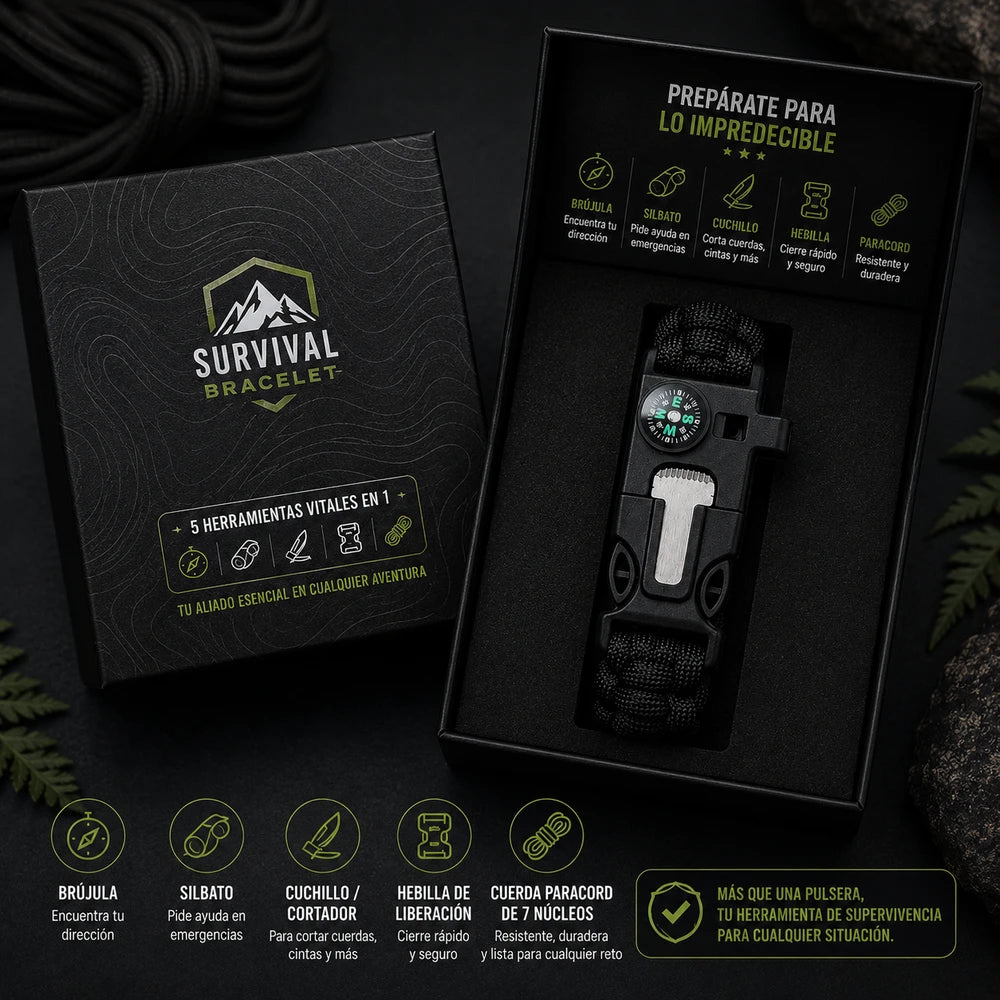 Brazalete de supervivencia 5 en 1