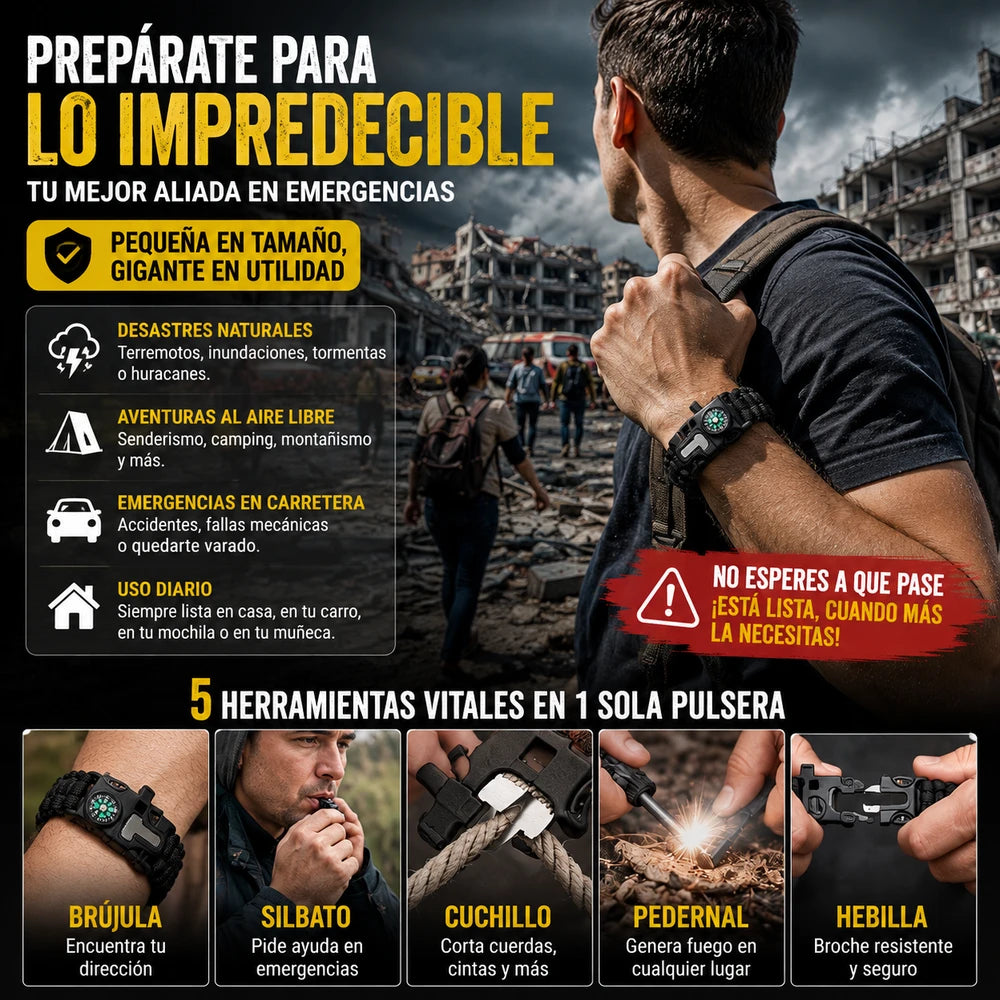 Brazalete de supervivencia 5 en 1