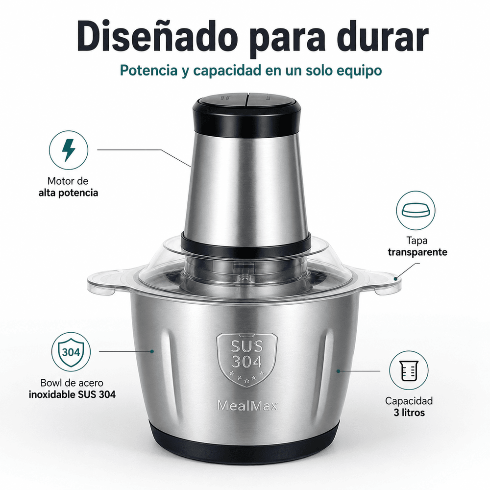 MealMax 3L — Pica Carne, Verduras y Condimentos en Segundos