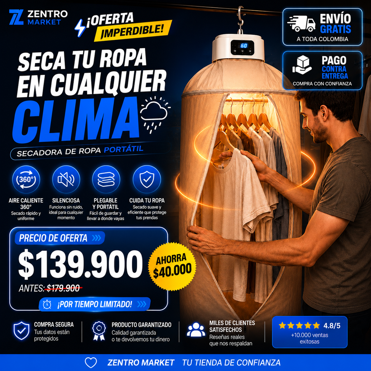 Secadora de Ropa Portátil Plegable
