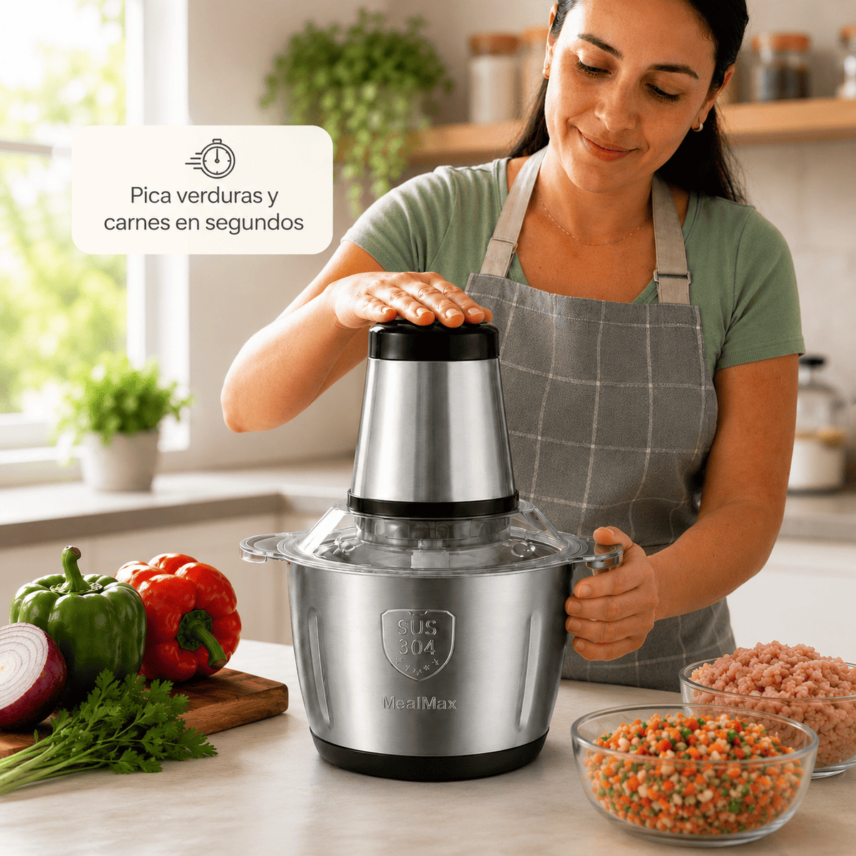 MealMax 3L — Pica Carne, Verduras y Condimentos en Segundos