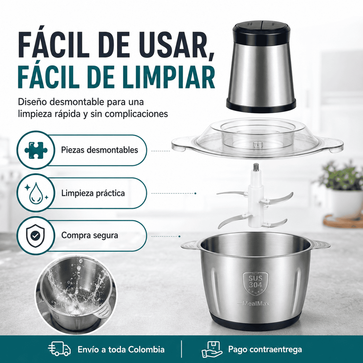 MealMax 3L — Pica Carne, Verduras y Condimentos en Segundos